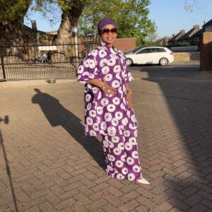 ayo kimono and pant set purple